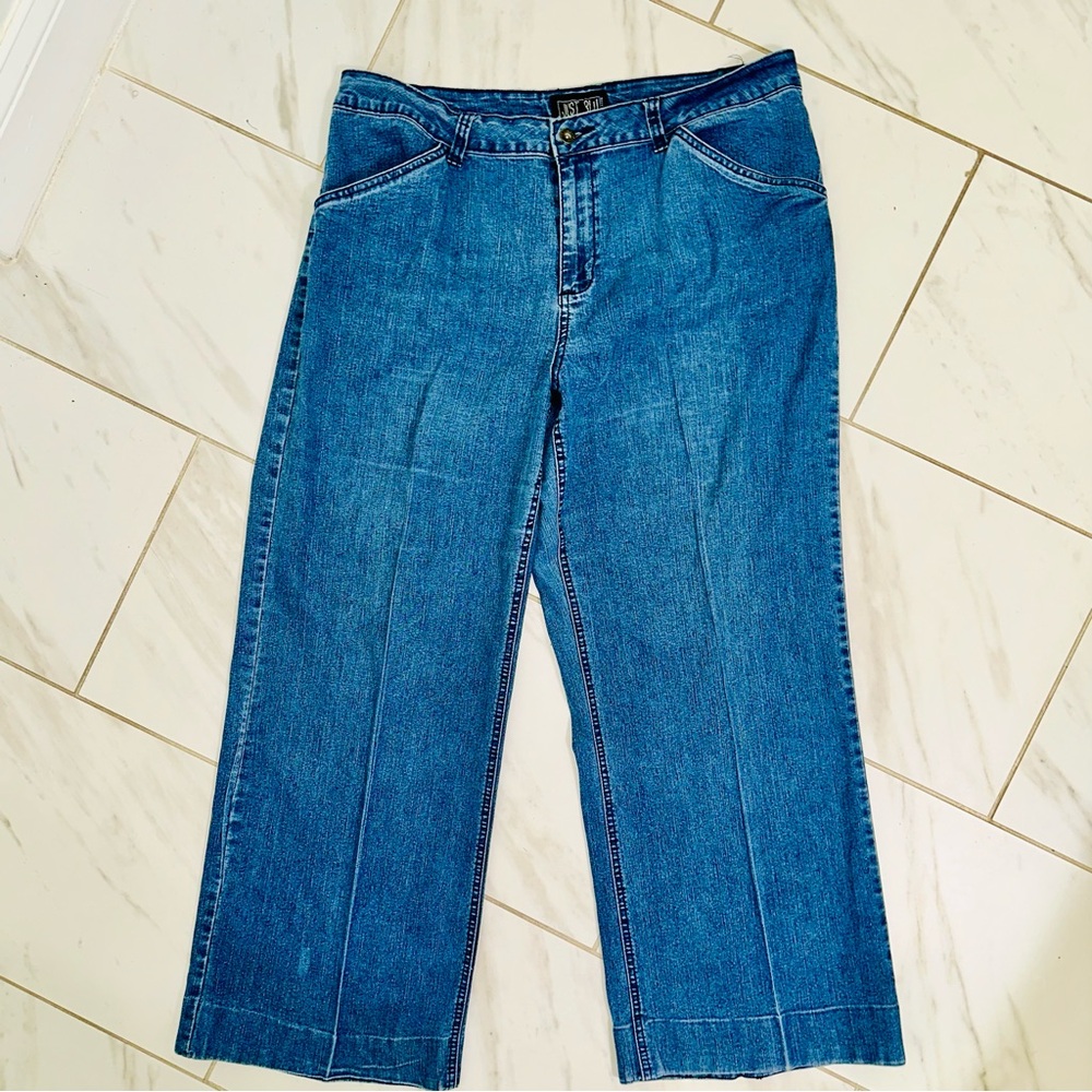 Just Blu High Rise Cropped Wide Leg Denim 18W Culottes Stretch Blue Y2K Style
